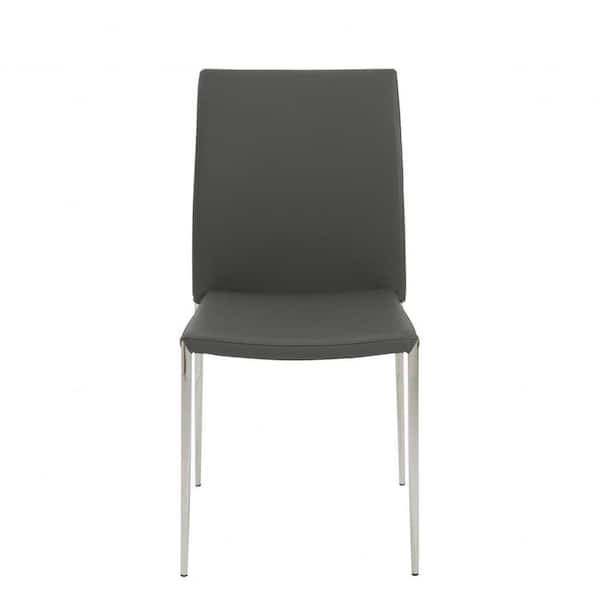 HomeRoots Amelia Gray Faux Leather Cushioned Parsons Chair (Set of 2)