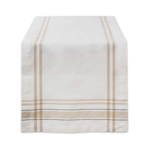 DII White Chambray French Stripe Cotton Table Runner