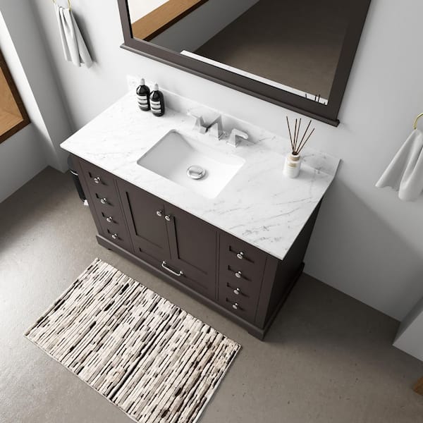 Dukes 48 in. W x 22 in. D Espresso Single Bath Vanity without Top and 46 in. Mirror