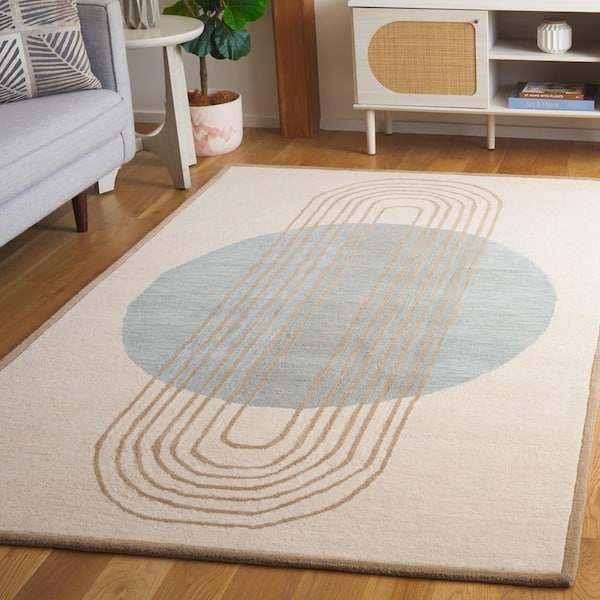 SAFAVIEH Rodeo Drive 8 ft. x 10 ft. Ivory/Blue Abstract Striped