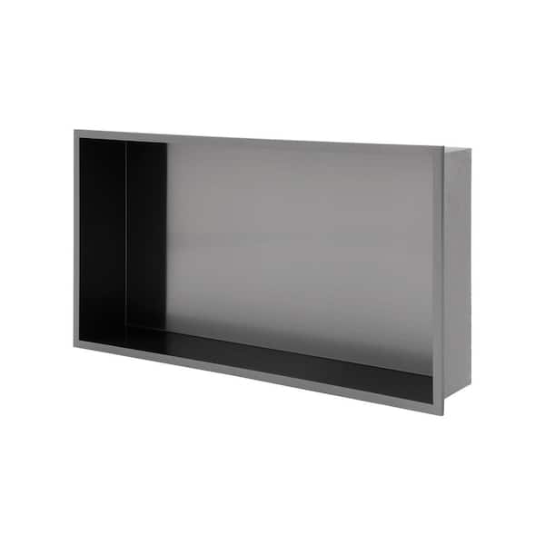 RAINLEX 25 in. W x 13 in. H x 3.94 in. D Stainless Steel Shower Niche (Set of 1) Pieces in Gunmetal Black
