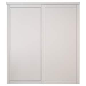 72 in. x 78.6 in. Paneled 1-Lite Blank Pattern White Primed MDF Sliding Door with Hardware Kit