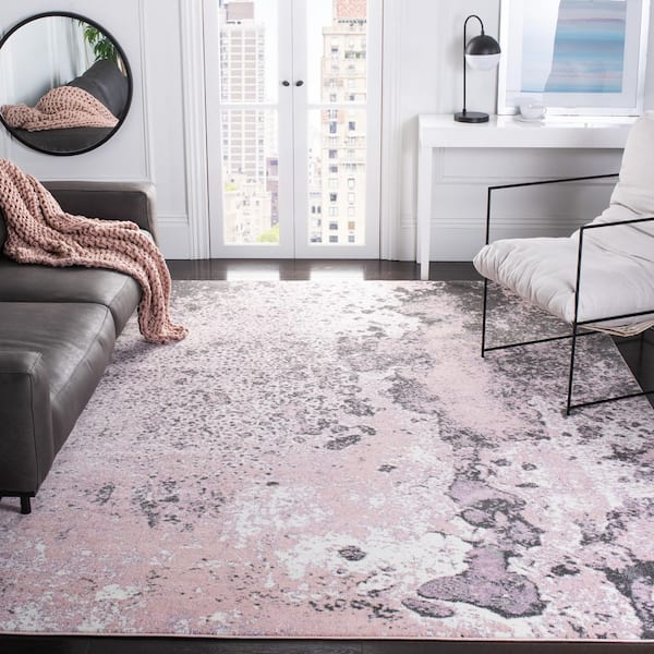 Glacier 8 ft. x 10 ft. Pink/Gray Abstract Area Rug