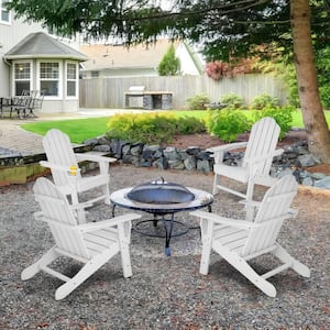Chair Weather Resistant Chair With Cup Holder for Garden Patio Plastic Adirondack, White