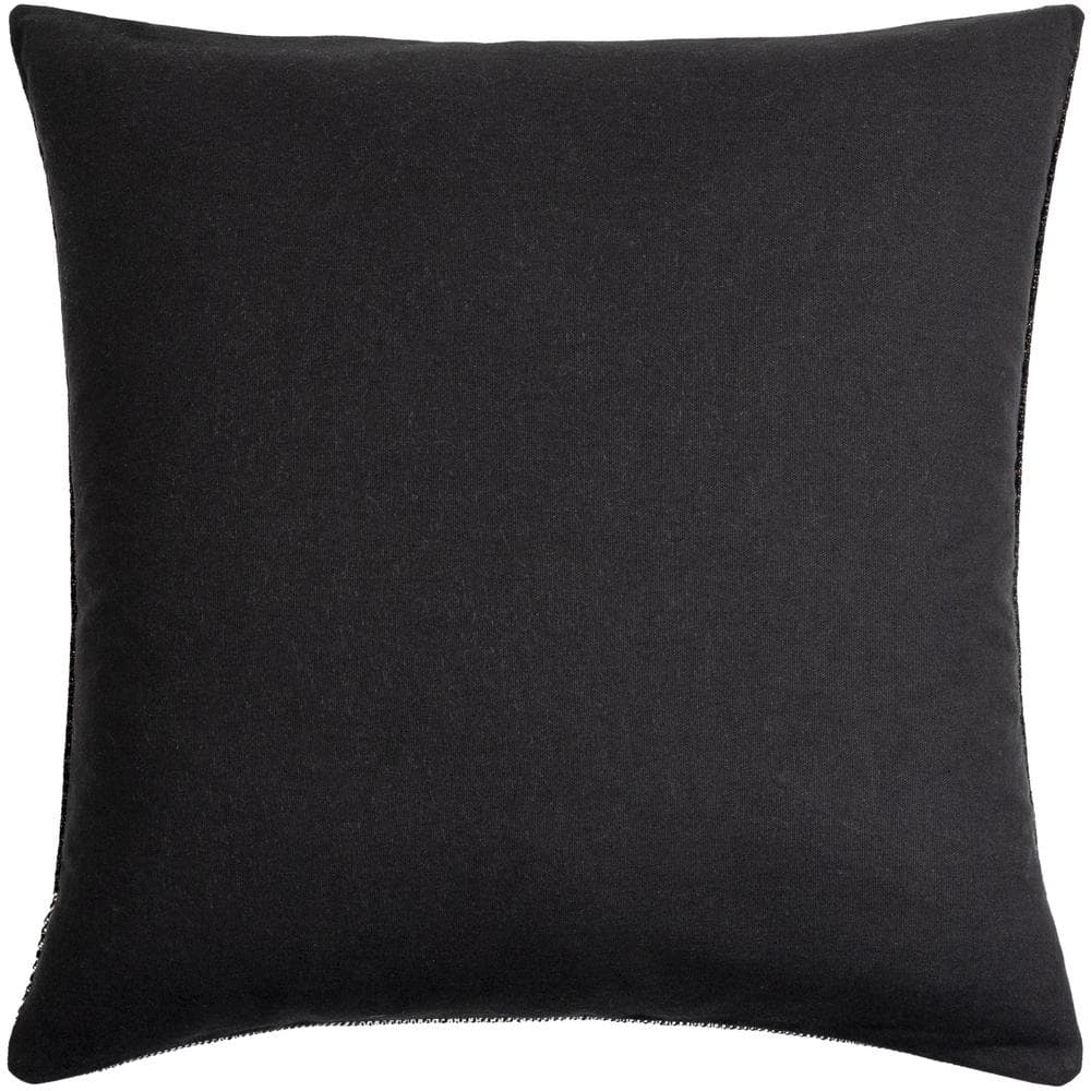 Myrna 18" Black and Beige Cotton Reversible Throw Pillow
