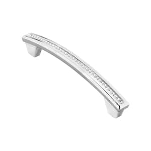 Portofino 3.75 in. Chrome with Channel Set White Crystals Cabinet Hardware Pull