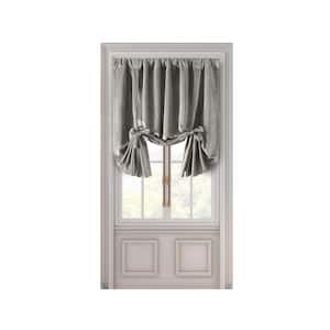 Premium Velvet Slate Grey Solid 50 in. W x 63 in. L Rod Pocket With Back Tab Room Darkening Curtain Tie-Up Panel