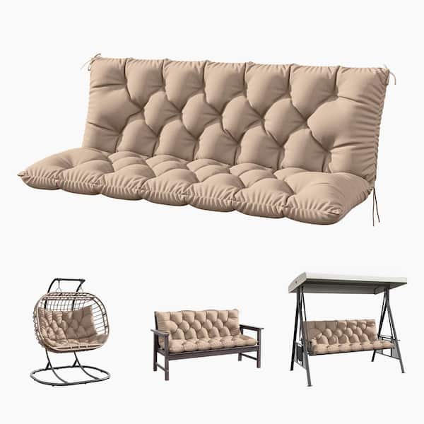 60 in. x 40 in. x 5 in. 2-3 Seater Contoured Replacement Outdoor Porch Swing Cushion with Backrest Bench Cushion Sand