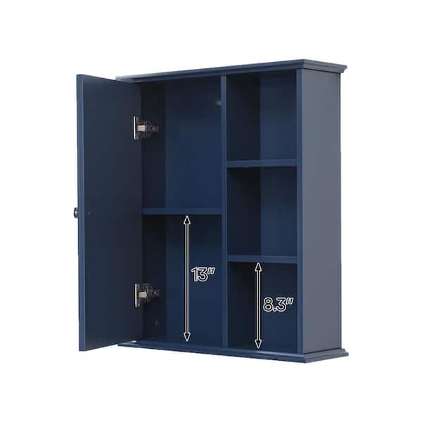 23.6 in. W x 27.6 in. H Rectangular Blue MDF Surface Mount Medicine Cabinet without Mirror