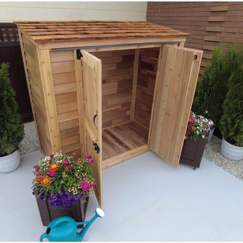 Grand Garden Chalet 6x3 Medium-Brown Wood Shed with Cedar Roof