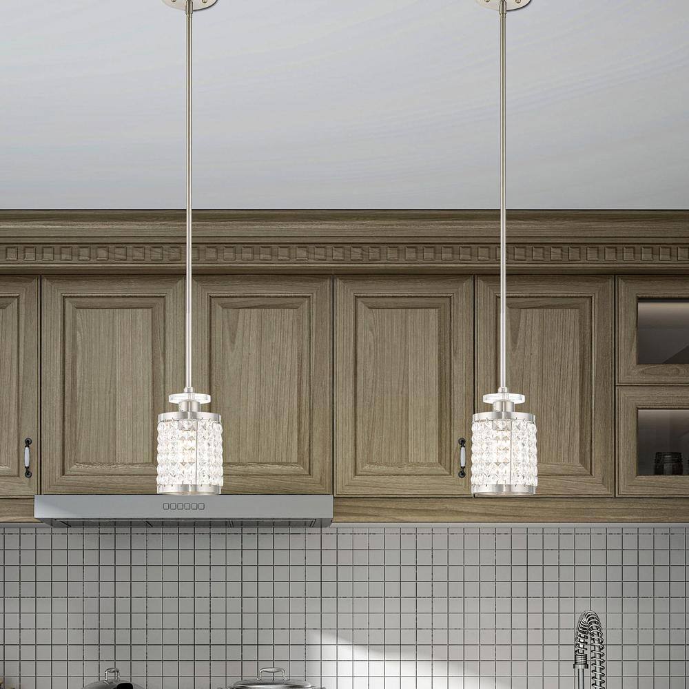 Elegant Brushed Nickel Mini Pendant with Clear Crystal Shade