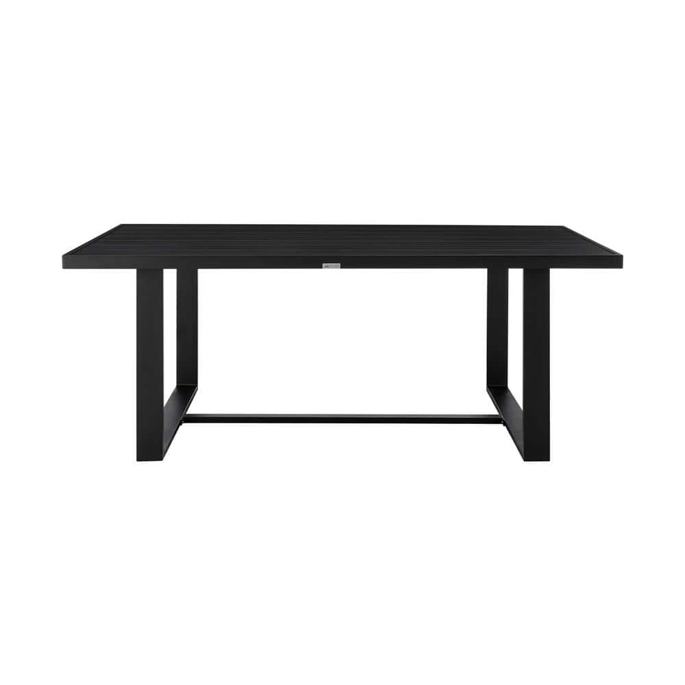 Felicia 7-Piece Black Aluminum Outdoor Dining Set with Grey Rope and Cushions