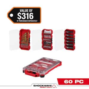 SHOCKWAVE Impact Duty Alloy Steel Screw Driver Bit Set with PACKOUT Case (60-Piece)