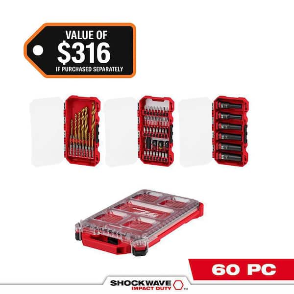 SHOCKWAVE Impact Duty Alloy Steel Screw Driver Bit Set with PACKOUT Case (60-Piece)