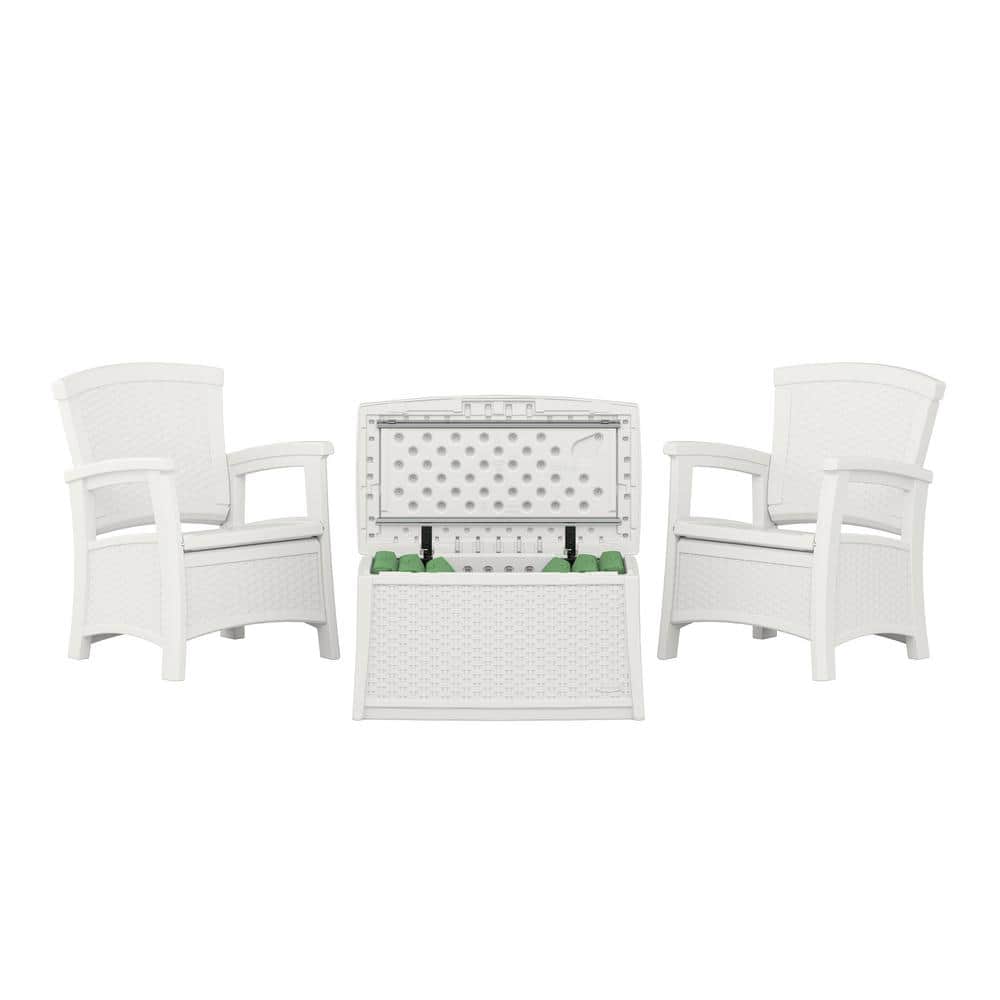 Ice Cube White Plastic Outdoor Coffee Table with Storage
