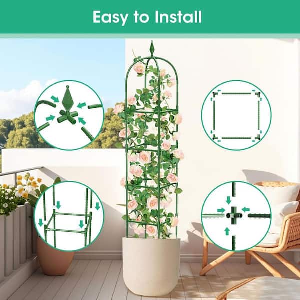 Phewnyzo 70.87 in. Metal Rustproof 4-Tier Garden Trellis for Climbing Plants, Indoor and Outdoor Use