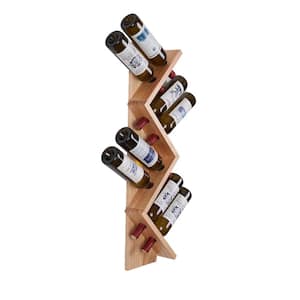 Vertical Z-Wine Rackwall-Mounted Solid Wood Wine Rack for Living Room, Kitchen, Natural