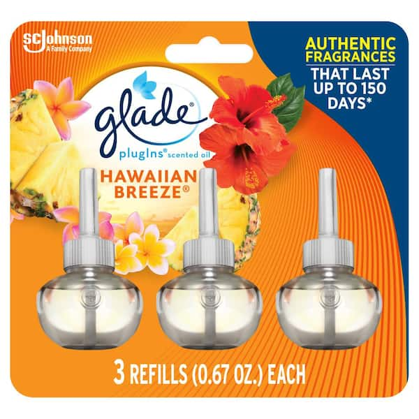 Glade PlugIns 0.67 oz. Hawaiian Breeze Scented Oil Refill Value Pack (3 ...