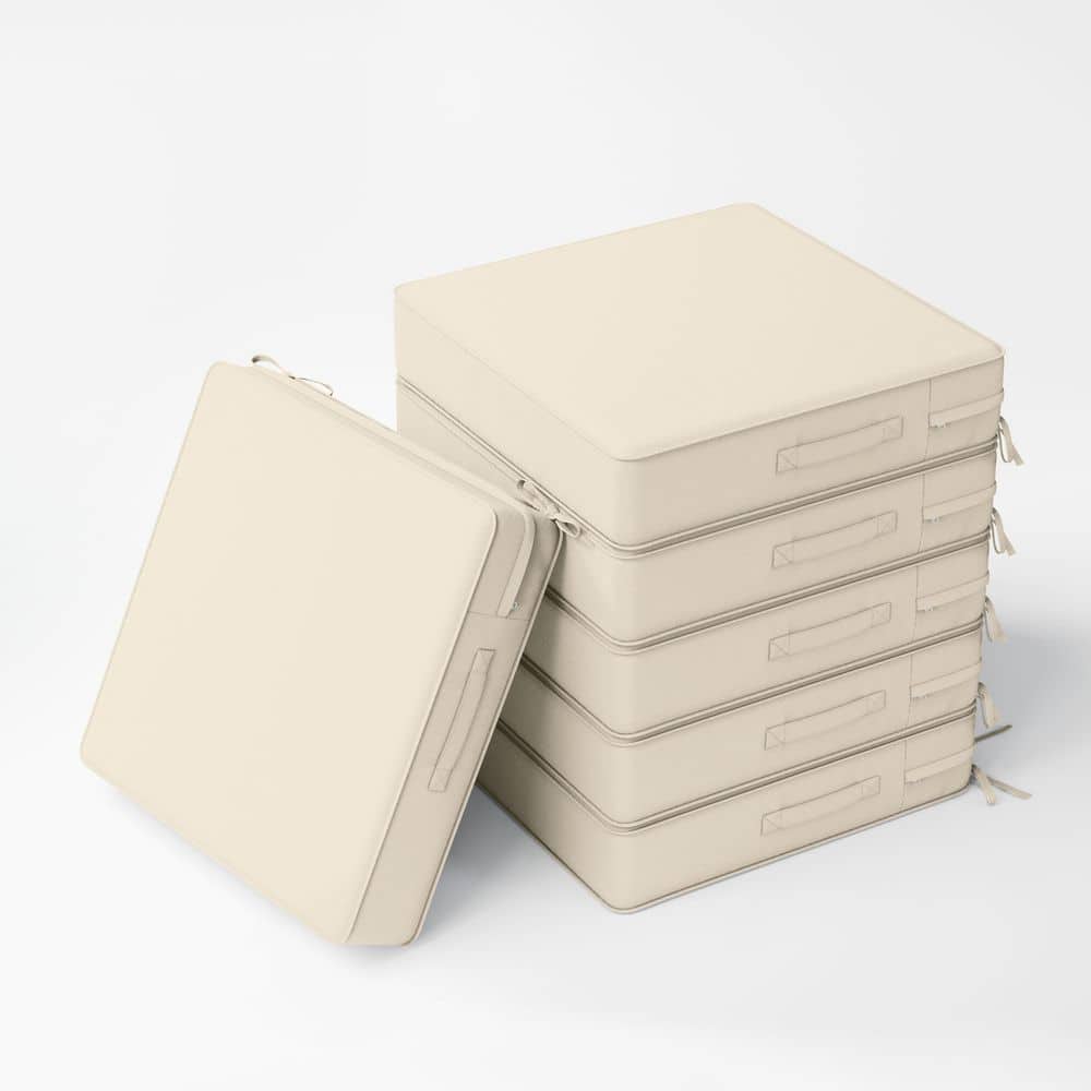 24 x 24 x 5 in. (6-Pack) Outdoor Waterproof Patio Furniture Replacement Seat Cushions with Ties and Handle, Cream price history on PriceWatchPro