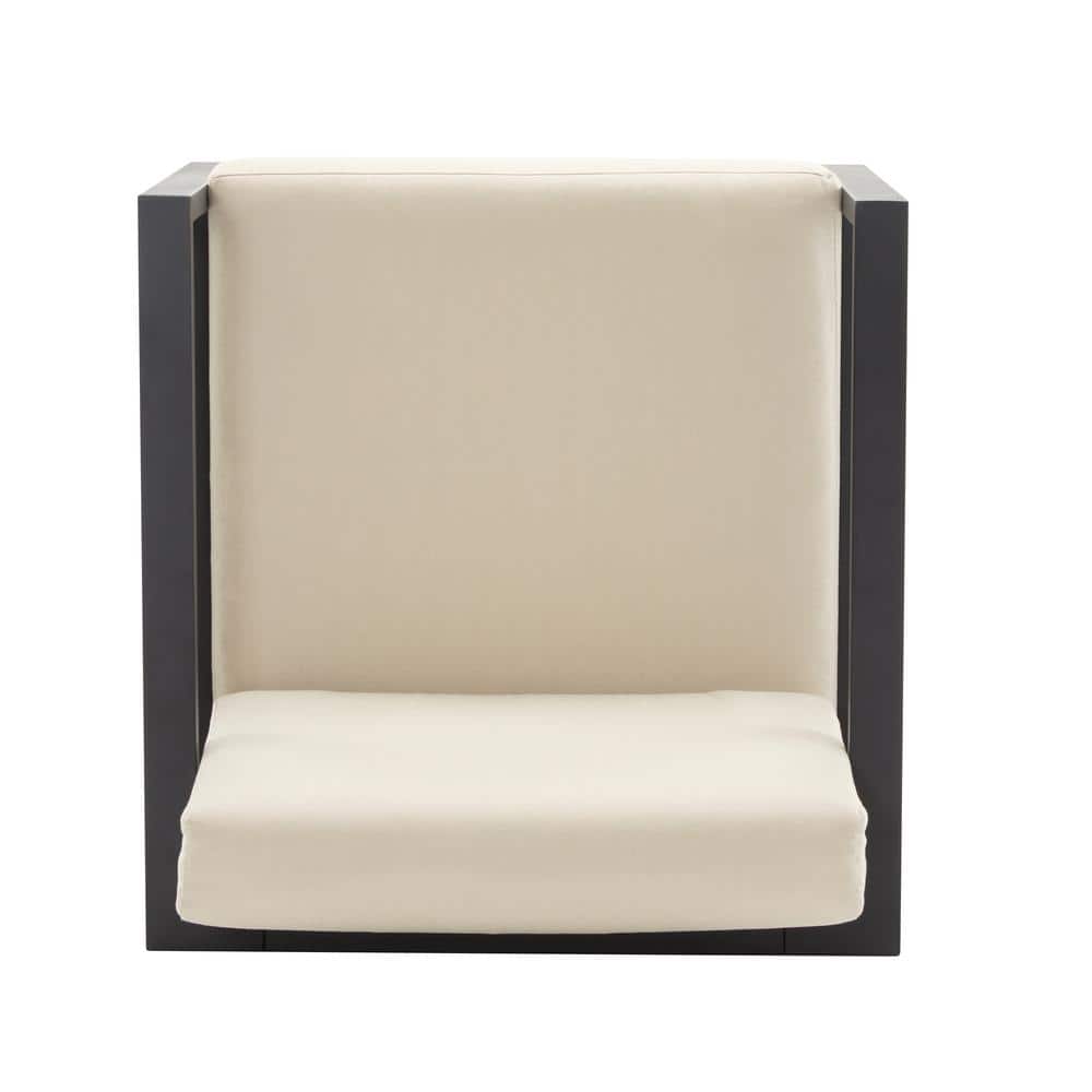 Beige and Black Aluminum Outdoor Lounge Chair with Cushions