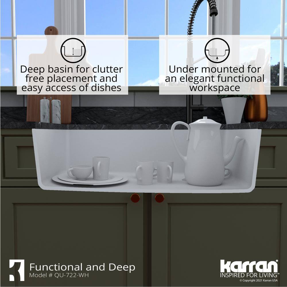 White Quartz Composite Single Bowl Undermount Kitchen Sink