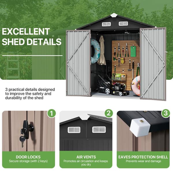 Sizzim 6 ft. W x 4 ft. D Metal Storage Shed for Garden and