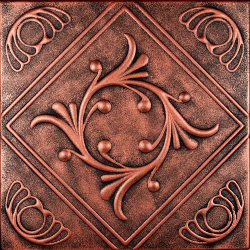 Diamond Wreath Antique Copper 1.6 ft. x 1.6 ft. Decorative Foam Glue Up Ceiling Tile (384 sq. ft. /case) price history on PriceWatchPro