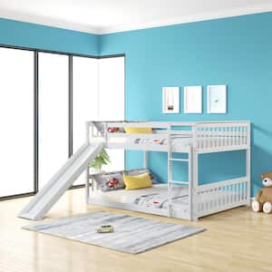 79.7 in. L x 57.2 in. W White Pine Full Size Bunkbed with Slide