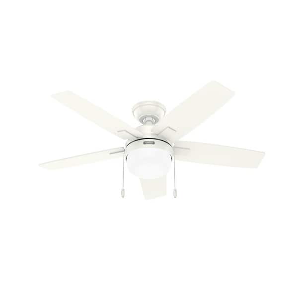 Hunter Anisten 44 in. Indoor Fresh White Ceiling Fan with Light Kit Included