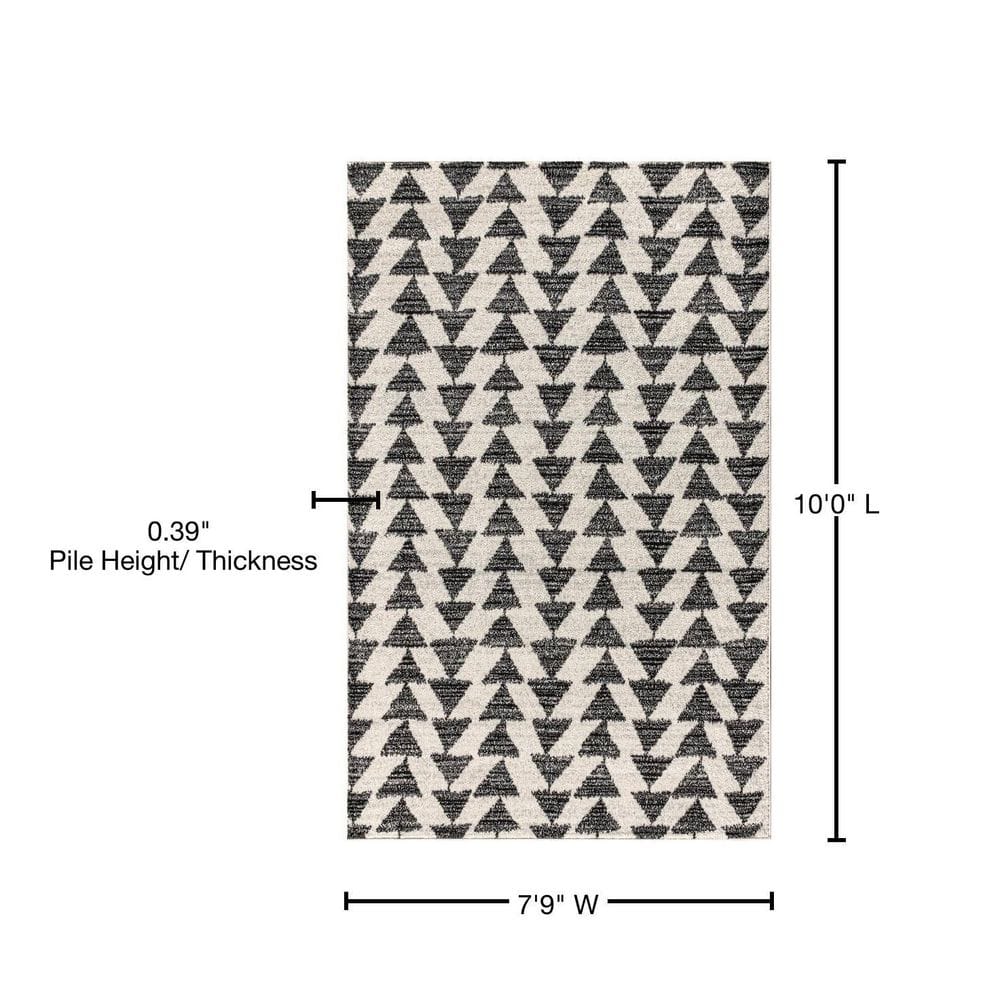 Aisha Black and Cream Geometric 8' x 10' Area Rug