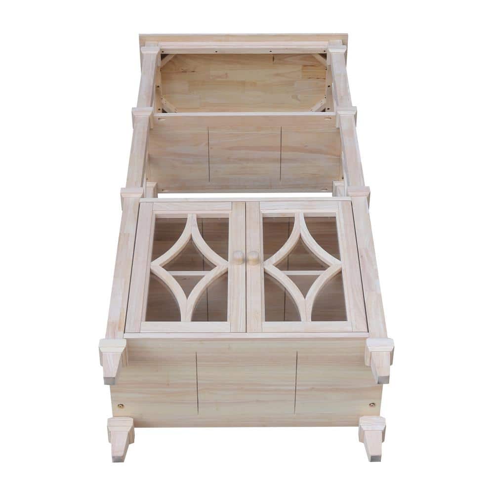 Josephine Solid Wood Unfinished Brown Bookcase with Doors