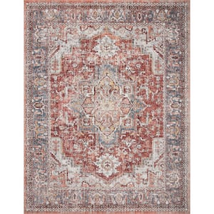 Cassandra Rust/Blue 5'-3'' x 7'-9'' Vintage Bohemian Area Rug