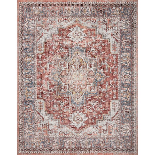LOLOI II Cassandra Rust/Blue 6'-7" x 9'-3" Vintage Bohemian Area Rug