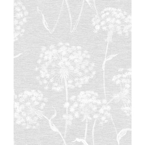 Carolyn Light Grey Dandelion Off-White Wallpaper Sample