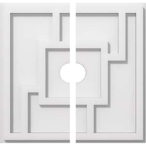 1 in. P X 4-3/4 in. C X 14 in. OD X 2 in. ID Knox Architectural Grade PVC Contemporary Ceiling Medallion, Two Piece