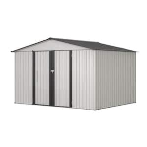 10 ft. W x 8 ft. D White Metal Outdoor Storage Shed with Lockable Doors (80 sq. ft.)