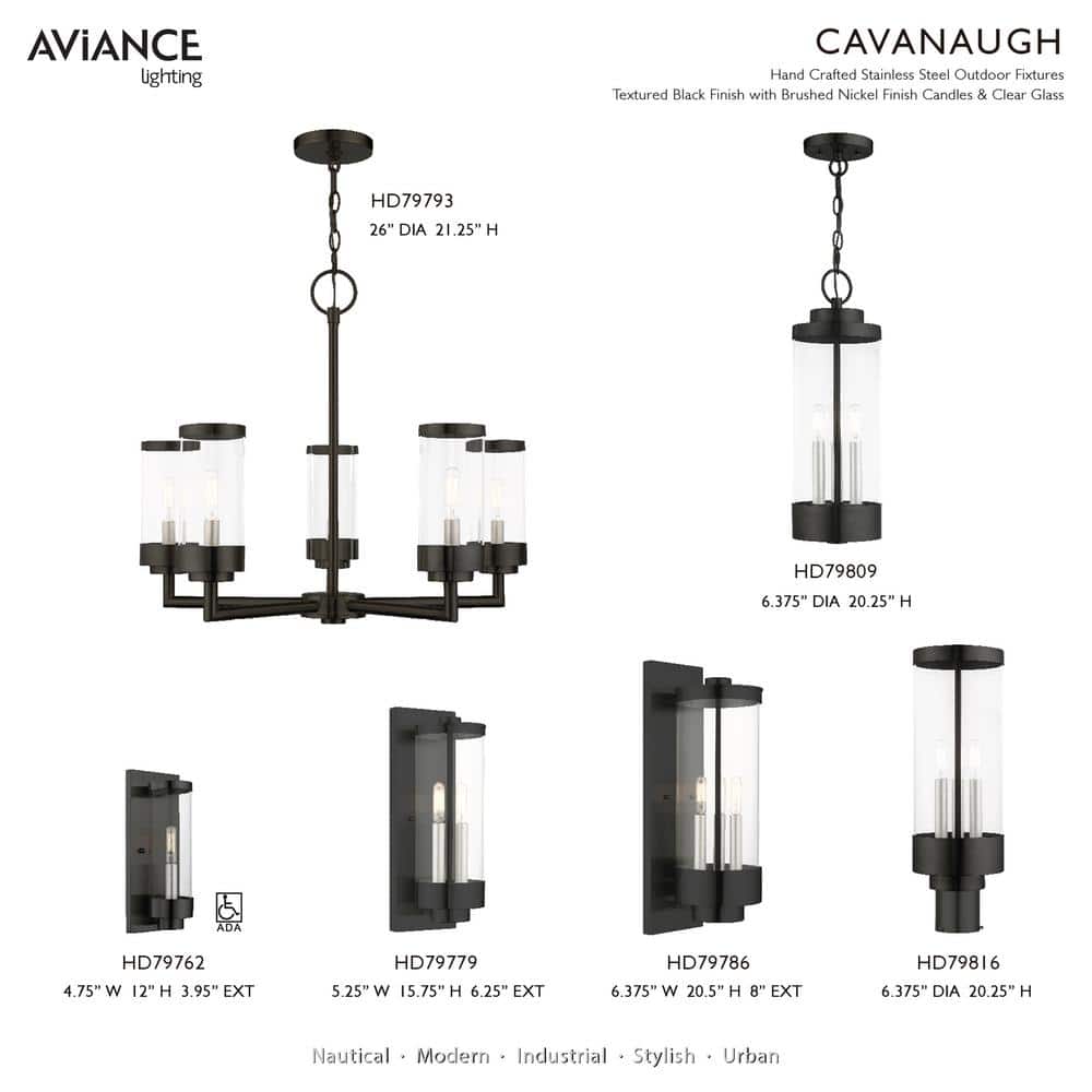 Hillcrest Textured Black Stainless Steel 2-Light Outdoor Wall Lantern