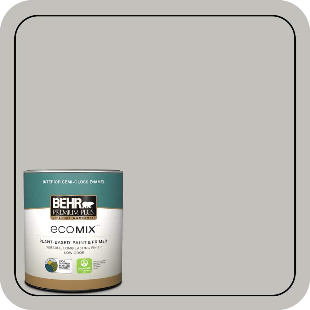 1 qt. #QE-50 Gull Gray Semi-Gloss Enamel EcoMix Plant-Based Interior Paint & Primer price history on PriceWatchPro