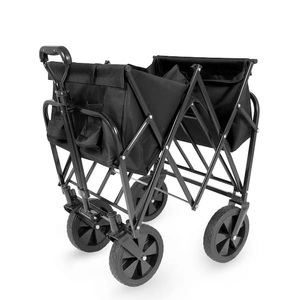 Forhauz 3.88 cu.ft. 600D Double-Layer Oxford Fabric Steel Frame Outdoor Garden Cart Collapsible Folding Wagon, Black