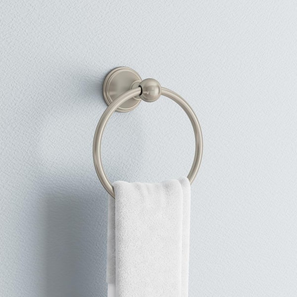 Crestfield Wall Mount Round Closed Towel Ring Bath Hardware Accessory in Brushed Nickel