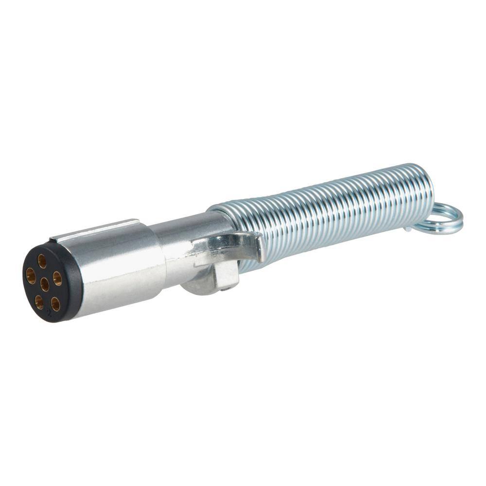 CURT 6-Way Round Connector Plug with Spring (Trailer Side, Packaged)