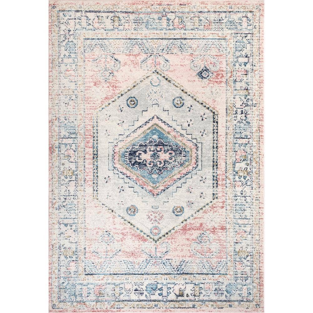 nuLOOM Chase Faded Vintage Medallion Light Pink 6 ft. 7 in. x 9 ft. Indoor  Area Rug RZBD105A-6709 - The Home Depot