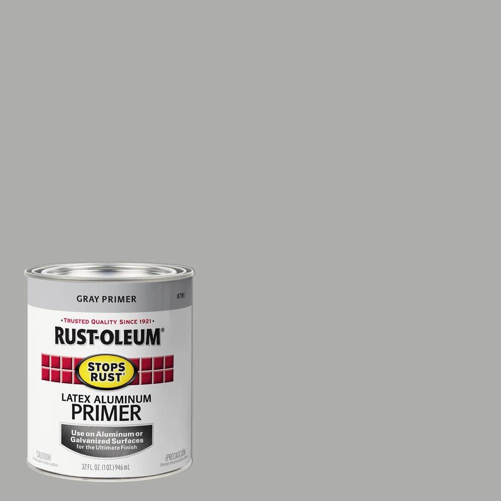 Rust Olem Primer Rust-Oleum Stops Rust 1 qt. Flat Gray Latex Aluminum Primer 8781502 ...