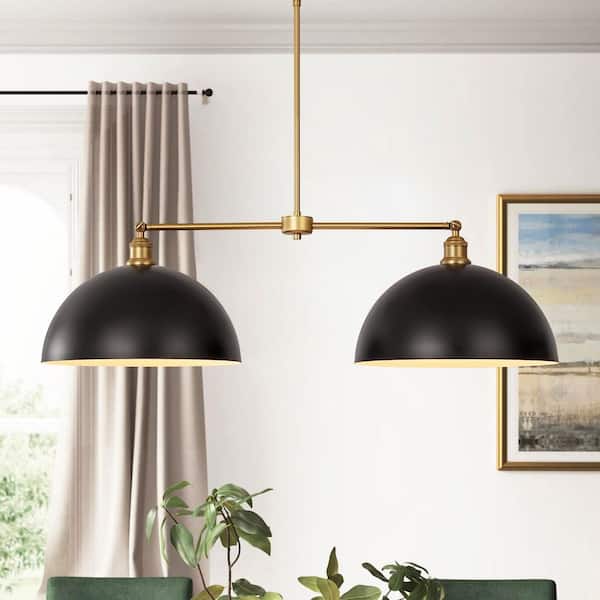 Rennnsan Casey Contemporary 2-Light Black Dome Metal Shade Kitchen