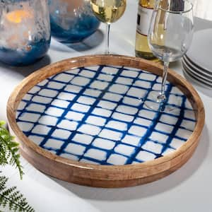 Asst Blue Indigo Wood Server Trays (Set of 3)