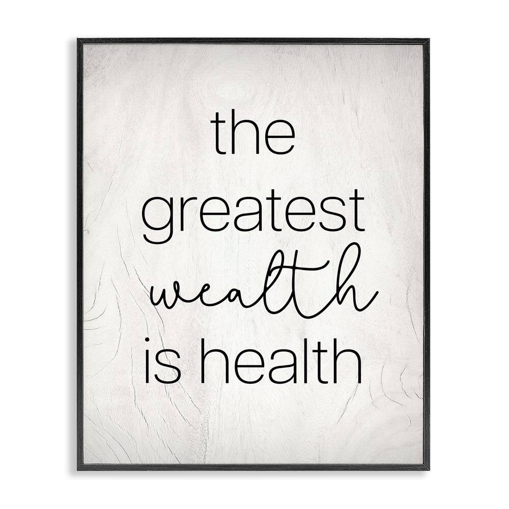 Greatest Wealth Is Health Phrase by Lil' Rue Black Framed Giclee Art Print Typography 11 in. x 14 in. price history on PriceWatchPro
