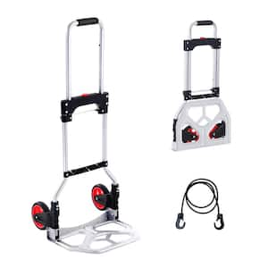 Folding Hand Truck and Dolly, 176 lbs. Capacity, Aluminum Foldable Cart, Heavy-Duty Luggage Trolley Cart