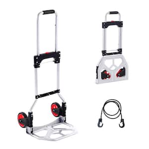 Folding 176 lbs. Capacity Hand Truck and Dolly Heavy-Duty Luggage Trolley Cart with Telescoping Handle and PP+TPR Wheels