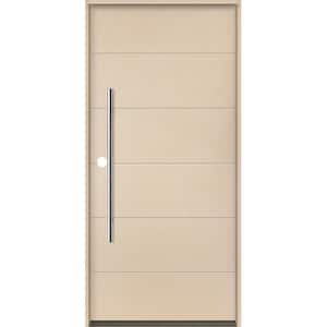 TETON Modern Faux Pivot 36 in. x 80 in. Right-Hand/Inswing 6-Grid Solid Panel Unfinished Fiberglass Prehung Front Door