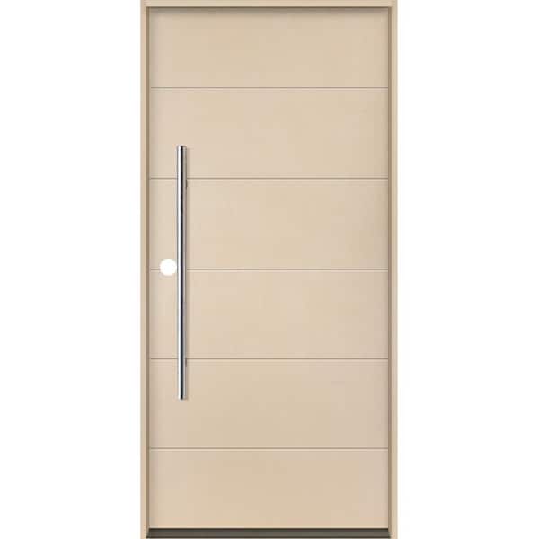 TETON Modern Faux Pivot 36 in. x 80 in. Right-Hand/Inswing 6-Grid Solid Panel Unfinished Fiberglass Prehung Front Door